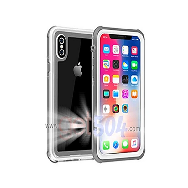 Funda protectora impermeable a prueba de golpes Eonfine con protector de pantalla incorporado para iPhone X / X 5.8 pulgadas gris, Soporte inalámbrico de carga.