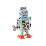 Robot retro con reloj mecánico