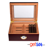 Mantello, caja para guardar cigarros con tapa de vidrio y humidificador. Espacio para 25-50 cigarros