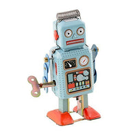 Robot retro con reloj mecánico