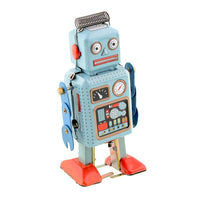 Robot retro con reloj mecánico