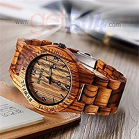 Reloj de pulsera de madera analógico de cuarzo hecho a mano Marca Bewell W086B, nuevo